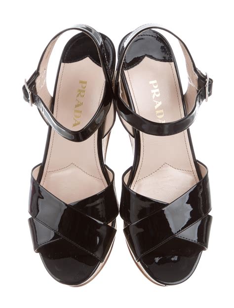 prada mens leather sandals|prada patent leather wedge sandals.